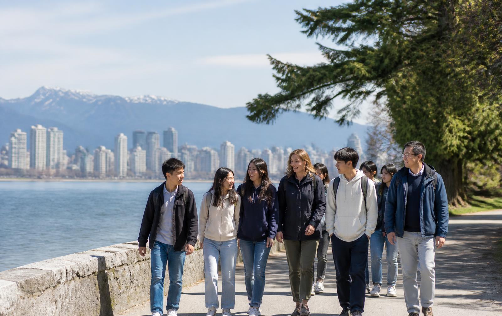 Students and educators beside Vancouver's waterfront